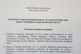 Procedury funkcjonowania szkoły w czasie epidemii oraz zasady organizacji działań projektowych
